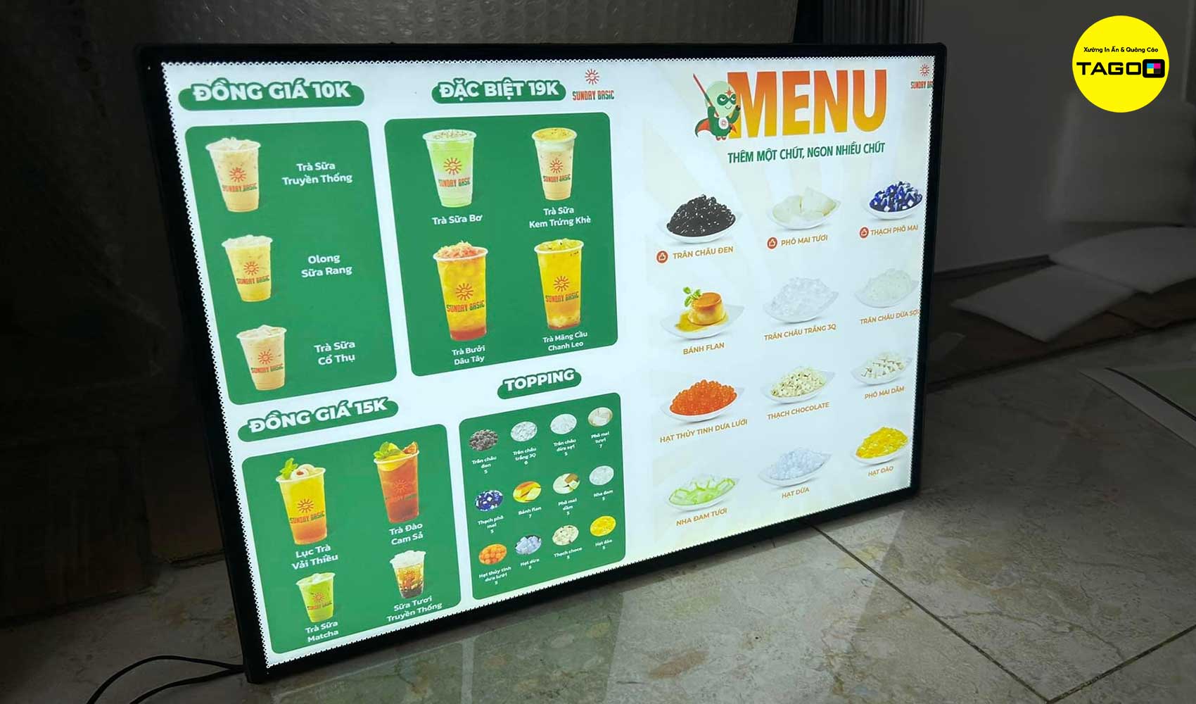 Hộp đèn Menu led siêu mỏng 8 Hộp đèn menu led