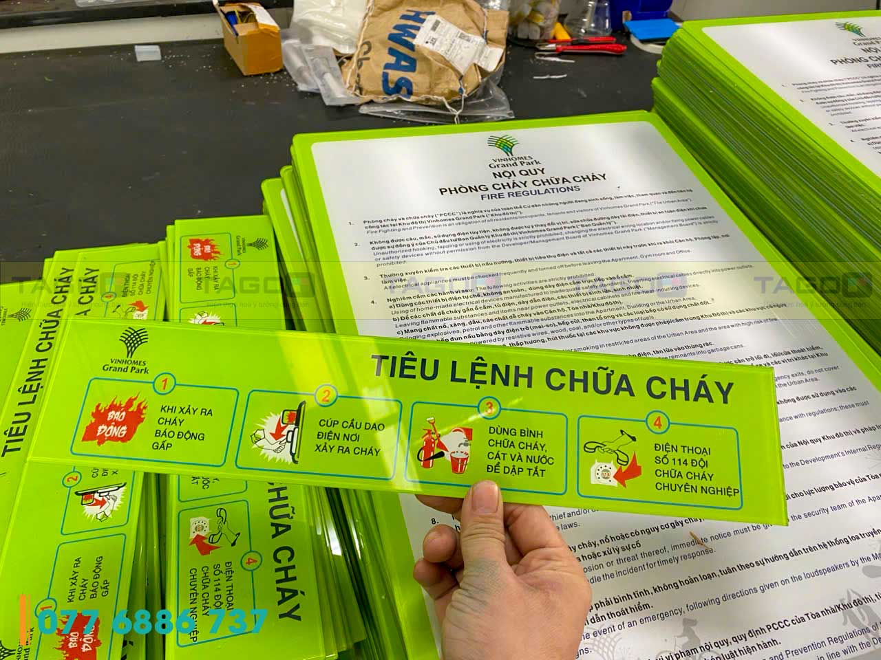 Bảng tiêu lệnh PCCC - Bảng nội quy PCCC mica 12 Bảng tiêu lệnh PCCC và bảng nội quy PCCC mica in UV đúng quy định